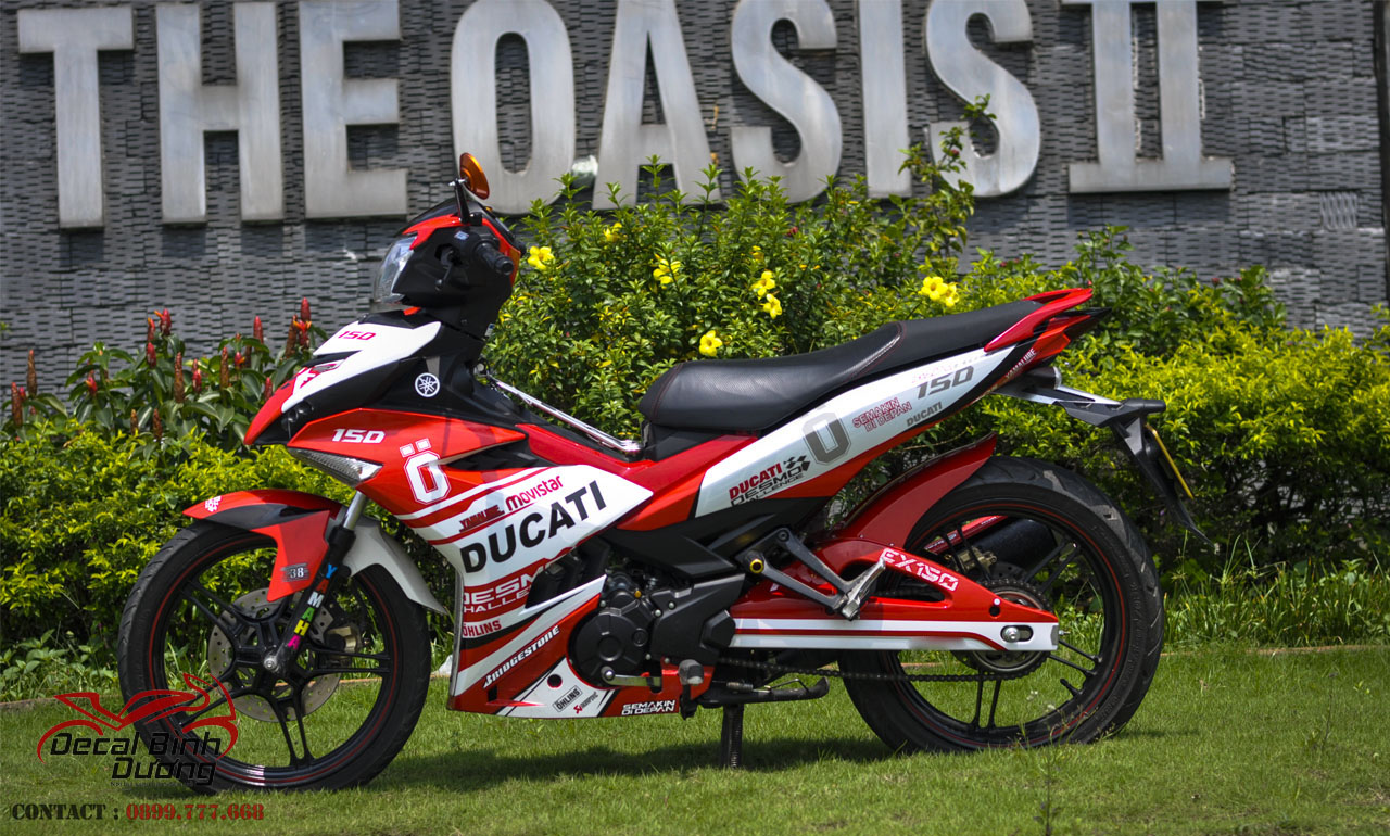 Tem Exciter 150 Trắng Đỏ Ducati Nổi Bật