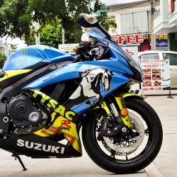 Độ Tem Moto Suzuki GSX R750 Bằng Decal Chrome Cao Cấp