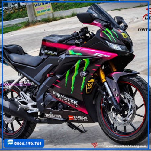 Tem Yamaha R15 V3 Hồng Đen Monster