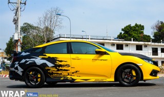Wrap Full Ô Tô HonDa Màu Vàng Đen Luxury Độc Đáo
