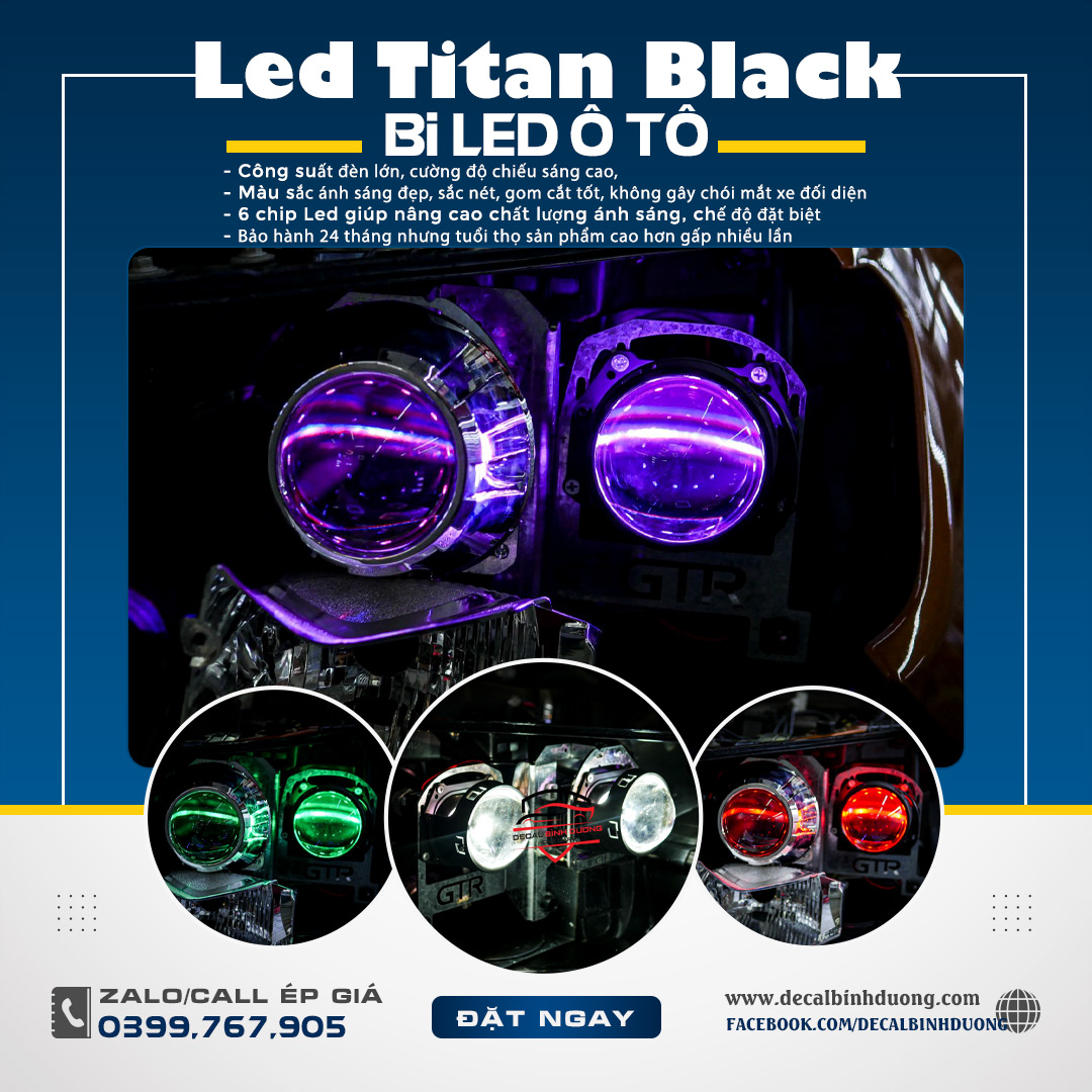 Độ Đèn Ô Tô Bi Led Titan Black Kết Hợp Mắt Quỷ Đổi Màu